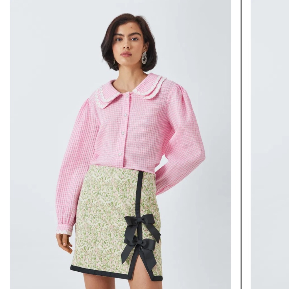Pink Gingham Seersucker Blouse